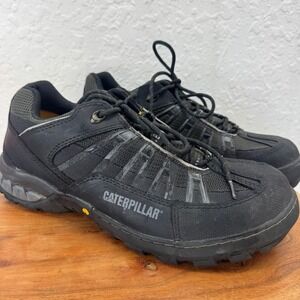 Caterpillar CAT Steel Toe Work Shoes Mens Black Leather Lace Up 10 Wide